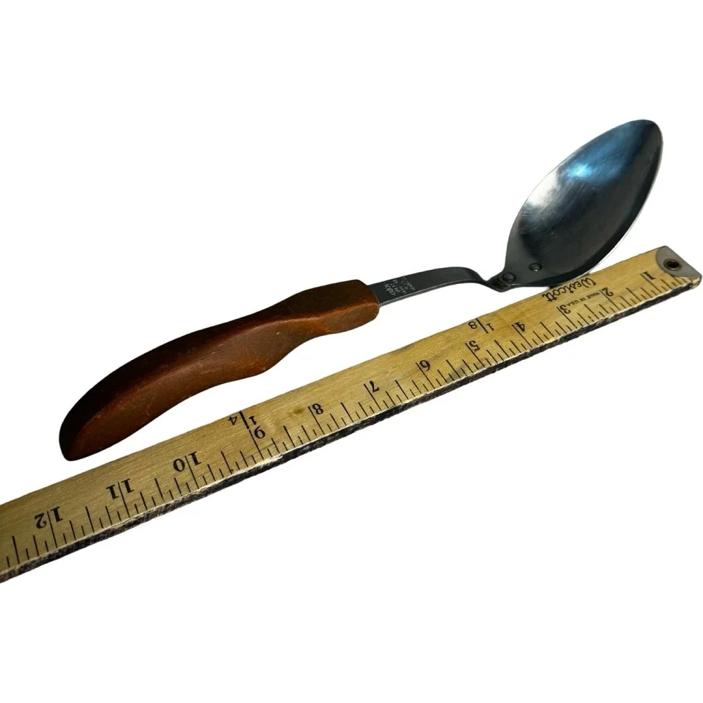 Cutco No 12 Serving Spoon Unisex OS Brown Good Vintage Wood Handle USA Stainless